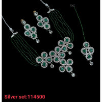 Padmawati Bangles Silver Plated Austrian & Crystal Stone Necklace Set