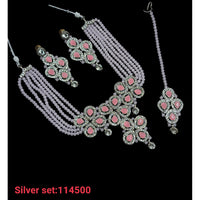 Padmawati Bangles Silver Plated Austrian & Crystal Stone Necklace Set