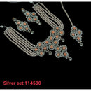 Padmawati Bangles Silver Plated Austrian & Crystal Stone Necklace Set