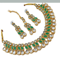 Padmawati Bangles Gold Plated Austrian And Kundan Stone Choker Necklace Set