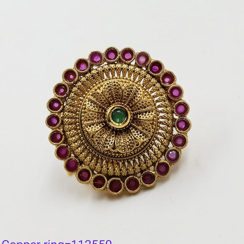 Padmawati Bangles Copper Kundan Adjustable Single Finger Ring For Women - PBRING12