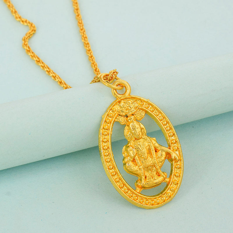 Missmister Brass Gold Plated Lord Ayyappa South India God Chain Pendant Hindu Temple Jewellery Men Women (Pckl0515)