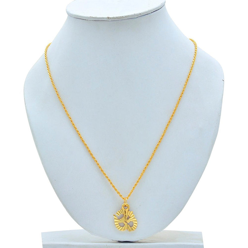 Missmister Pack Of 12 Gold Plated Handcrafted Filigree Om Pendant With Chain  - PCKL0722