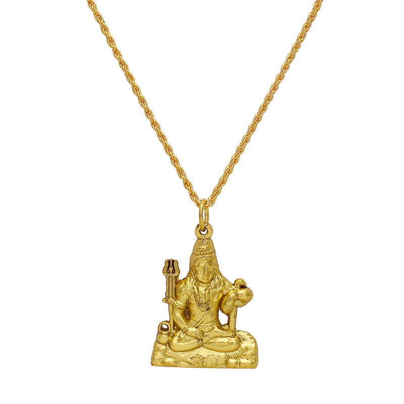 Missmister Pack Of 12 Gold Plated Shiv, Mahadev, Shiva Chain Pendant   - PCKL0894