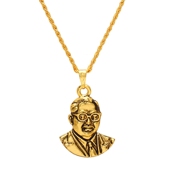 Missmister Pack Of 12 Gold Plated  Babasaheb Bhimrao Ambedkar Chain Pendant  - PCKL0896
