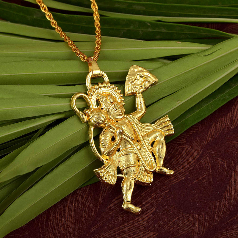 Missmister Pack Of 12 Gold Bajrang Bali Hanuman Chain Pendant  - PCKL7539