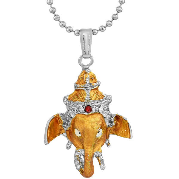 Missmister Pack Of 12 Silver Plated Hand Coloured Ganesh Chain Pendant   - PCKL7606