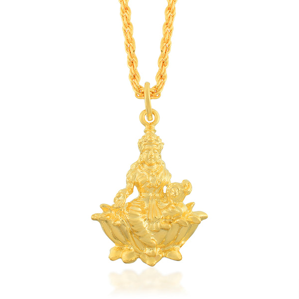 Missmister Brass Micron Gold Plated Handmade Dhan Lakshmi Chain Pendant Necklace Women Hindu Temple Jewellery (Pcmg3439)