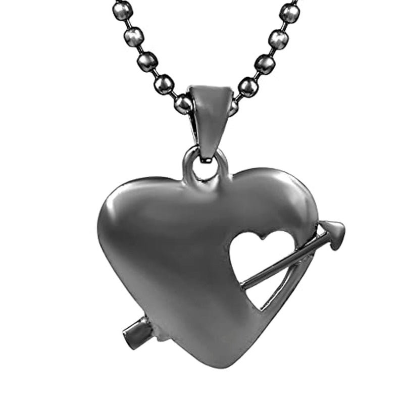 Missmister Pack Of 12 Black Rhodium Plated Cupid Love Strike Heart Shape Chain Pendant   - PCOM4461