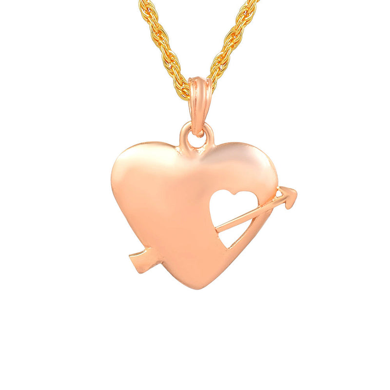 Missmister Pack Of 12 Rose Gold Plated Cupid Love Strike Heart Shape Chain Pendant   - PCOM4462