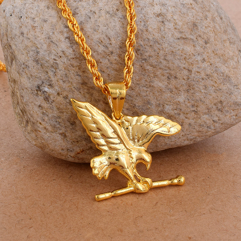 Missmister Brass Micron Gold Plated Hunting Hawk Baaz Chain Pendant Fashion Jewellery Men Women (Pcom4492)