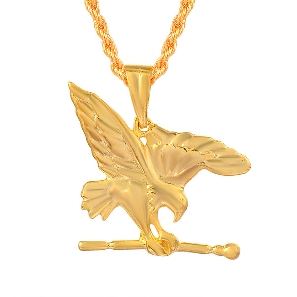 Missmister Brass Micron Gold Plated Hunting Hawk Baaz Chain Pendant Fashion Jewellery Men Women (Pcom4492)