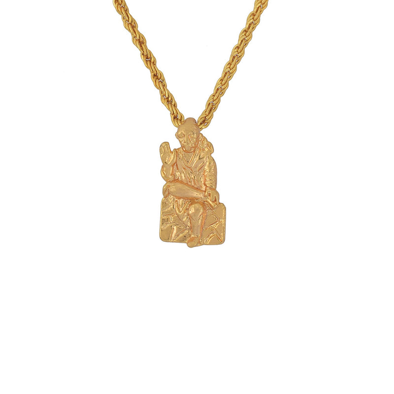 Missmister Pack Of 12 Gold Plated Shirdi Sai Baba Chain Pendant   - PCSV1377