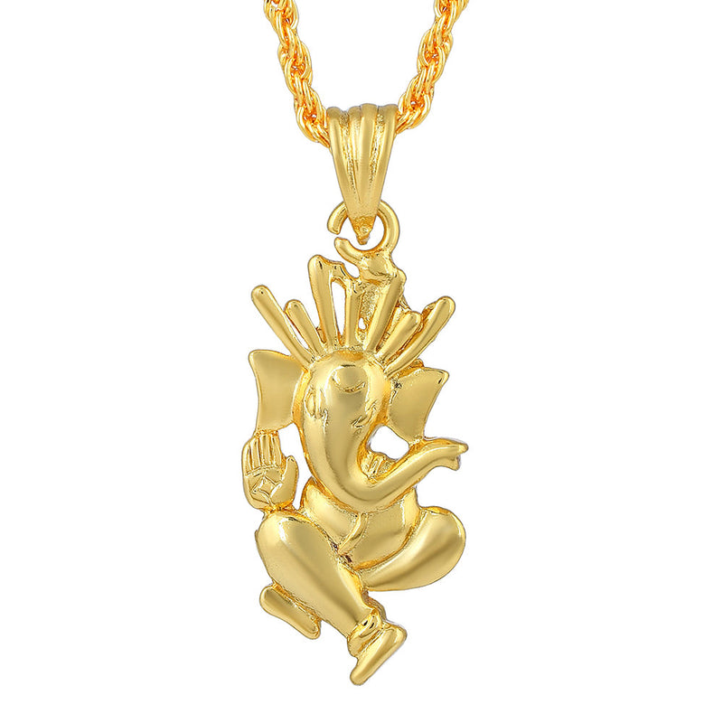 Missmister Pack Of 12 Gold Plated Ganesha Chain Pendant  - PCSV1671