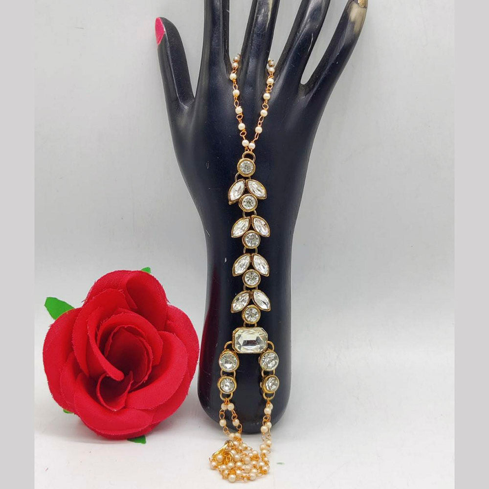 Pooja Bangles Gold Plated Crystal Stone Hand Harness