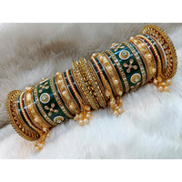 Pooja Bangles Pearl & Crystal Stone Acrylic Bangles