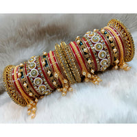 Pooja Bangles Pearl & Crystal Stone Acrylic Bangles