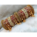 Pooja Bangles Pearl & Crystal Stone Acrylic Bangles