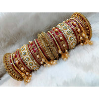 Pooja Bangles Pearl & Crystal Stone Acrylic Bangles
