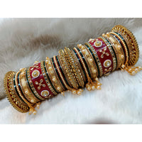 Pooja Bangles Pearl & Crystal Stone Acrylic Bangles