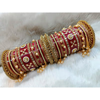Pooja Bangles Pearl & Crystal Stone Acrylic Bangles