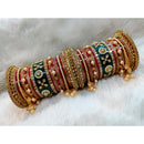 Pooja Bangles Pearl & Crystal Stone Acrylic Bangles