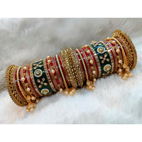 Pooja Bangles Pearl & Crystal Stone Acrylic Bangles