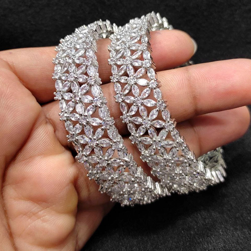 Pooja Bangles Gold & Silver Plated Ad Stone Bangles Set