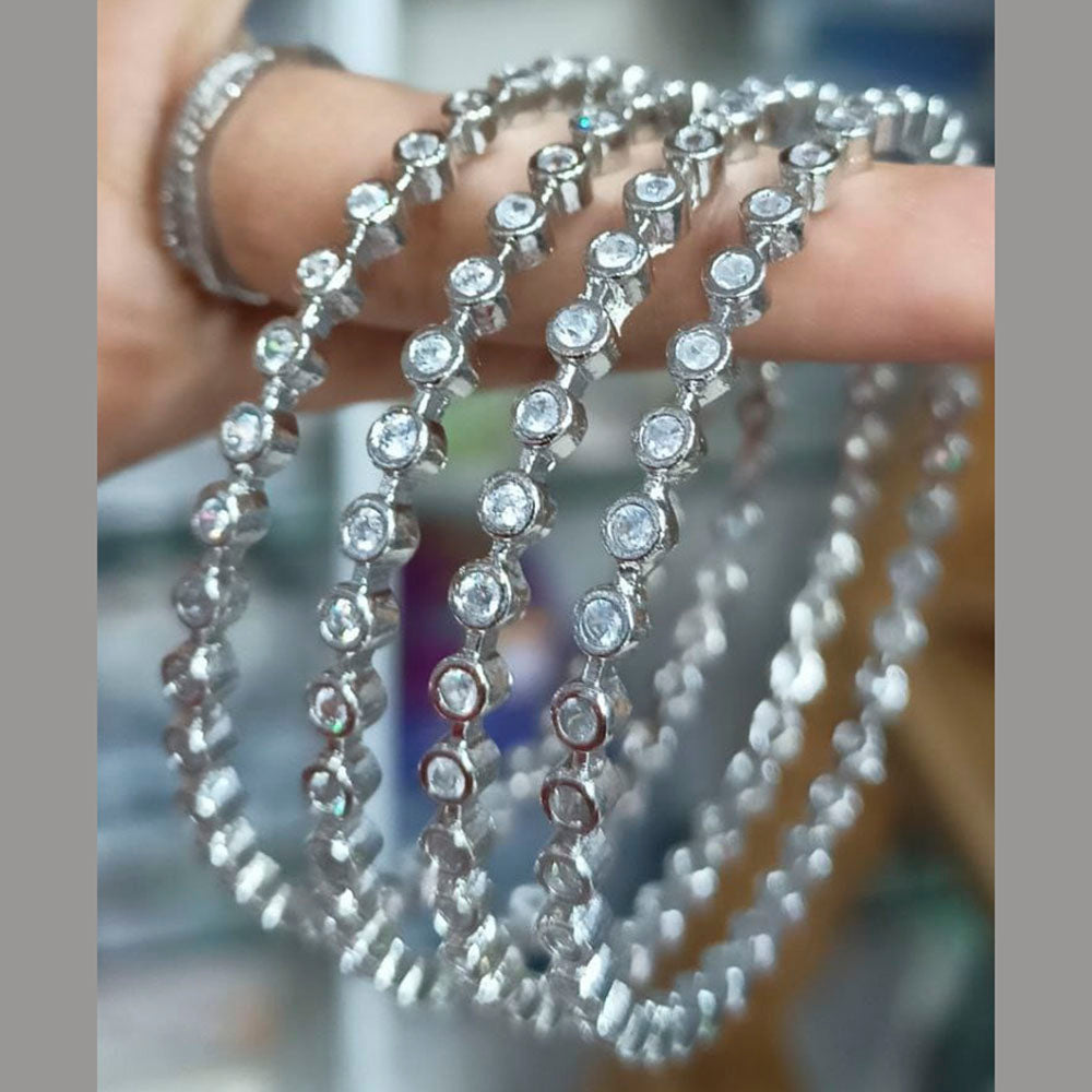 Pooja Bangles Gold & Silver Plated Ad Stone Bangles Set