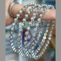 Pooja Bangles Gold & Silver Plated Ad Stone Bangles Set