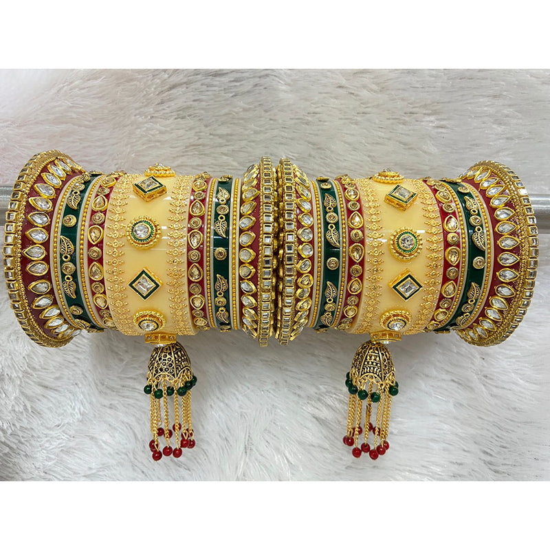 Pooja Bangles Pearl & Crystal Stone Acrylic Bangles