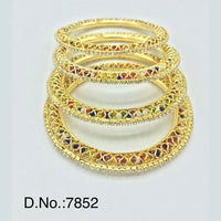 Pooja Bangles Austrian Stone & Pearl Gold Plated Bangles Set  - PJBAN151