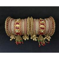 Pooja Bangles Pearl & Crystal Stone Acrylic Bangles