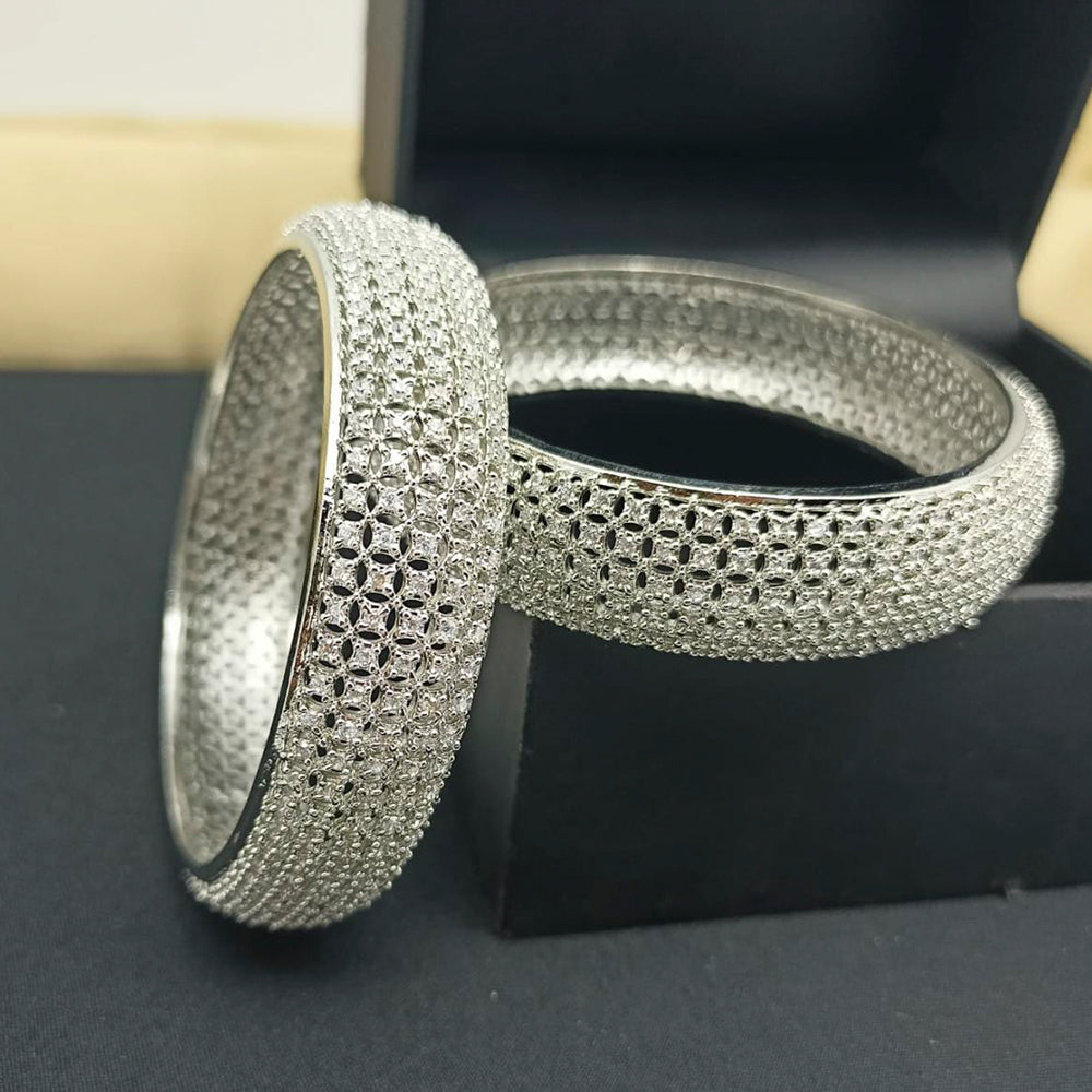Pooja Bangles Gold & Silver Plated Ad Stone Bangles
