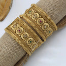 Pooja Bangles Gold Plated Pink & Green Pota Stone Bangles Set