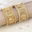 Pooja Bangles Gold Plated Pink & Green Pota Stone Bangles Set