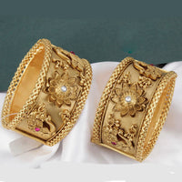 Pooja Bangles Gold Plated Pink & Green Pota Stone Bangles Set