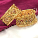 Pooja Bangles Gold Plated Pink & Green Pota Stone Bangles Set