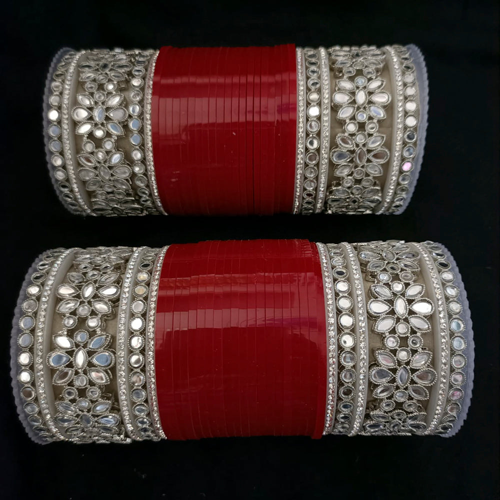 Pooja Bangles Silver Plated Mirror Acrylic Bangles