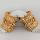 Pooja Bangles Gold Plated Pink & Green Austrian Stone Bangles Set