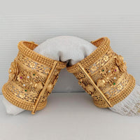 Pooja Bangles Gold Plated Pink & Green Austrian Stone Bangles Set