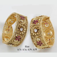 Pooja Bangles Gold Plated Pink  Pota Stone Bangles Set