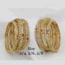 Pooja Bangles Gold Plated Pink  Pota Stone Bangles Set