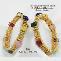 Pooja Bangles Gold Plated Crystal Stone Openable  Bangles Set