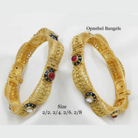 Pooja Bangles Gold Plated Pota Stone Openable  Bangles Set