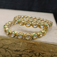 Pooja Bangles Kundan Stone Gold Plated Bangles Set