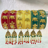 Pooja Bangles Pearl & Crystal Stone Acrylic Bangles