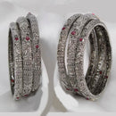Pooja Bangles Silver Plated Pota Stone Bangles Set