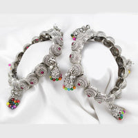 Pooja Bangles Silver Plated Pota Stone Bangles Set