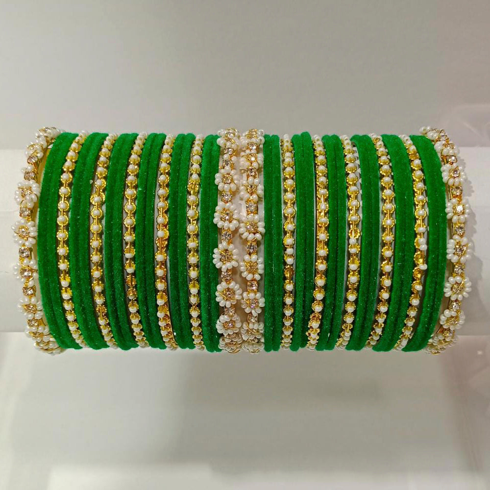 Pooja Bangles Gold Plated Pearl & Thread Bangles